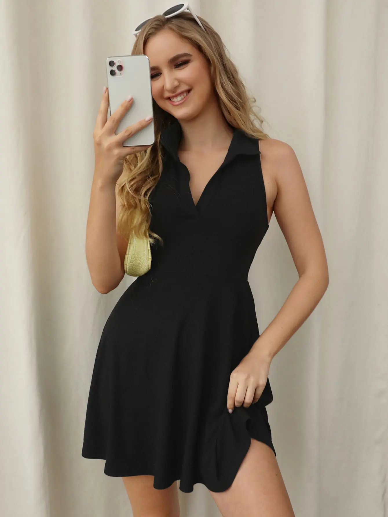 Solid Fit & Flare Dress