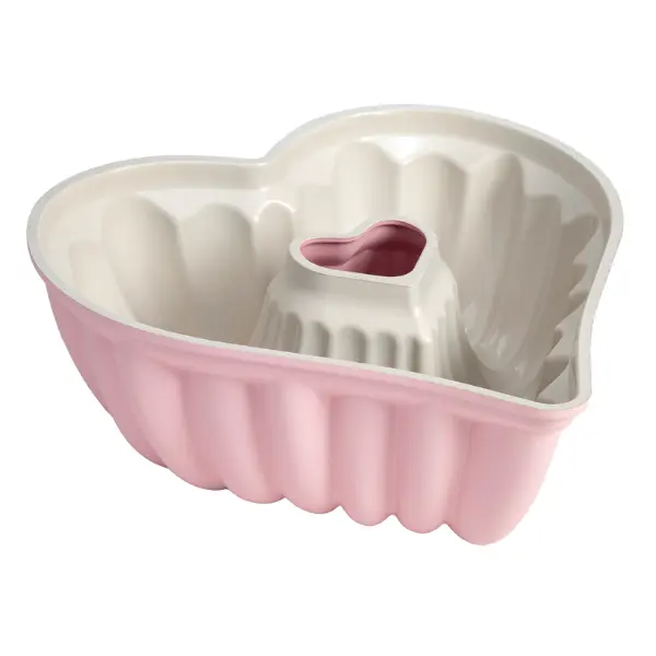 Paris Hilton Premium Nonstick Heart Shaped Fluted Pan, Dishwasher Safe, 9.5 inch, Pink