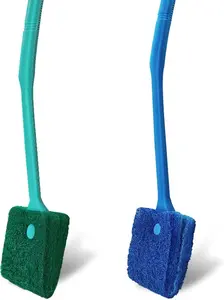 Aquarium Cleaning Brush - 2 PCS Fish Tank Cleaning Brush Double-Sided Sponge Brush Long Handle Fish Tank Scrubber for Aquariums and Home