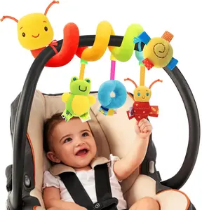 Mothers Day Gift Spiral Car Seat Toys - Baby Sensory Soft Plush Hanging Toys for 0-12 Months Stroller Crib Accessories, Essentials for Expecting Moms & Baby Shower Registry Gift