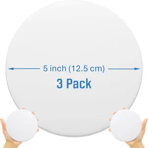 Wall & Door Handle Stopper 5" Set of 3 count White Rubber Door Knob, Round Wall Shield Cushion, Quiet Wall Protector for Door Handle, Guard Door Bumper, Self Adhesive