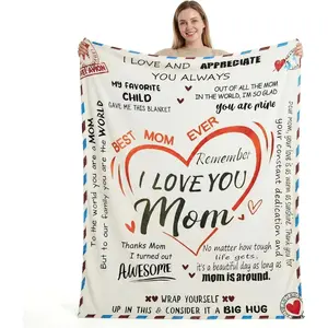 Super Soft Customized Throw Blanket (60x80 in), Mothers Day Gift, Mom Gift for Daughter and Son, Warm Bedding Linen for Home Anniversary Celebrations, Mom Gifts