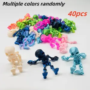 30pcs Vibrant Colorful Skull Figurines - 3D Printed Halloween Decor for Home, Car, and Outdoor Yard | Spooky Festive Party Supplies & Holiday Gifts Set Ornaments Decoration