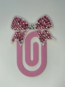 Bejeweled Jumbo Paperclip - Oversized Pink Bow with Rhinestones for Budget Binders & Planner Accessories
