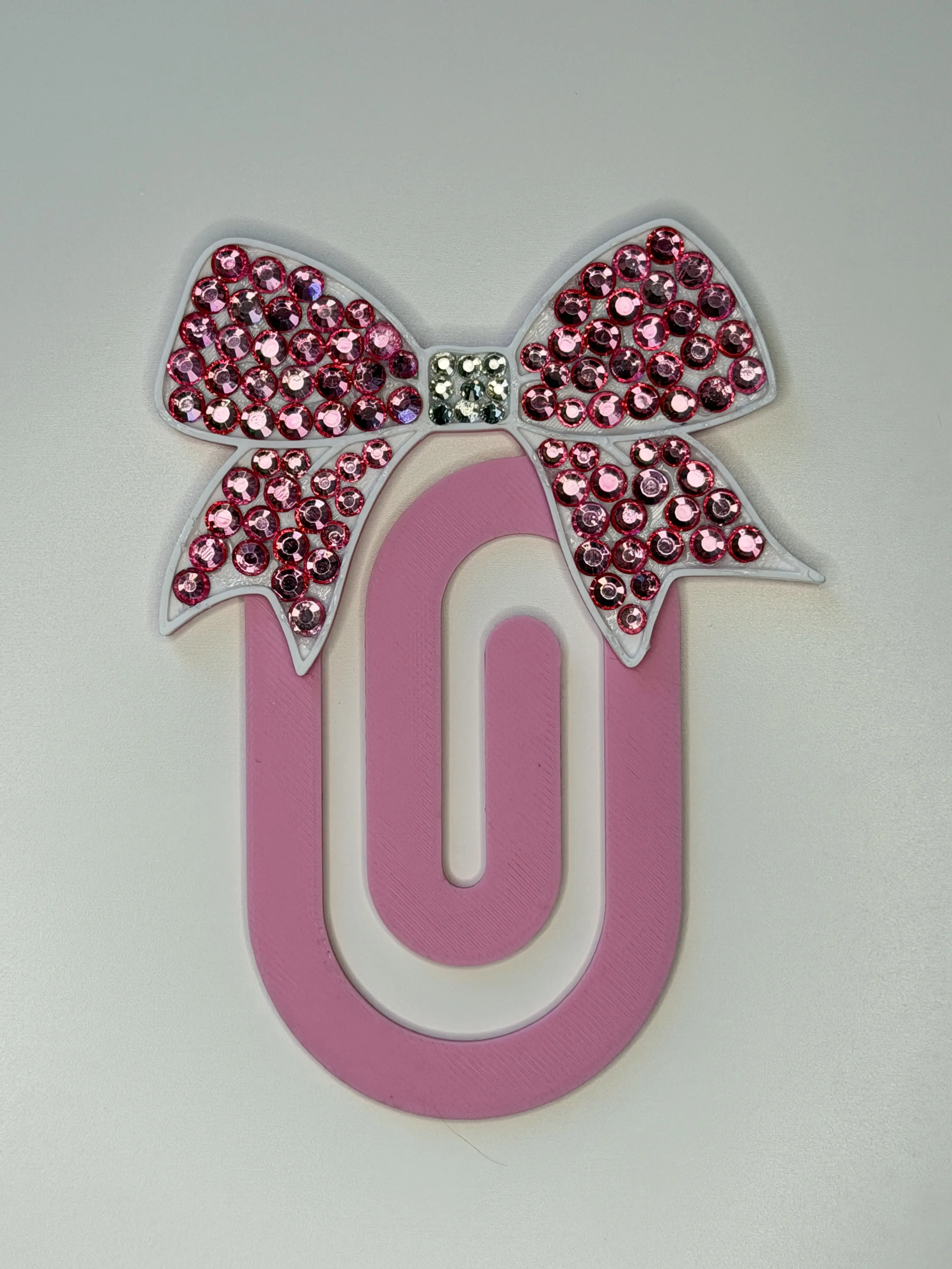 Bejeweled Jumbo Paperclip - Oversized Pink Bow with Rhinestones for Budget Binders & Planner Accessories