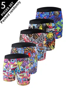 Men's Underwear Set, Random 5-Pack Comfortable Breathable Soft Cotton Blend, Daily Wear Essentials for Men, Breathable Boxer Briefs