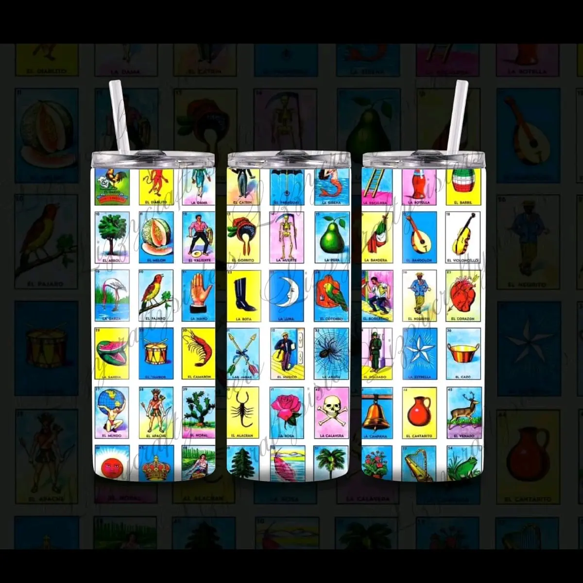 loteria sublimation tumbler print