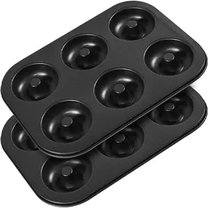 2 Pc Donut Pan Doughnut Baking Pan Nonstick Carbon Steel Baking Mold for Homemade Donuts Dessert Baking Oven Tray