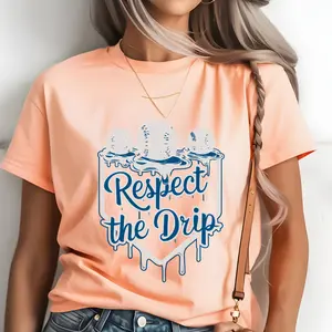 Baseball Respect The Drip White and blue Direct To Film Print, DTF Print, Ready To Press Print For T-Shirts
