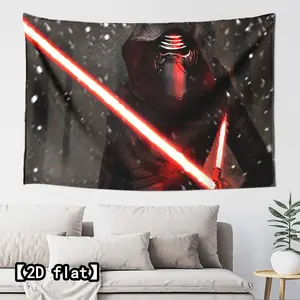 2D flat Dark warrior standing in the snow holding a lightsaber, ultra-soft flannel blanket designed with creative inspiration, essential gift blanket for holidays, birthdays, versatile blanket, all-season travel blanket