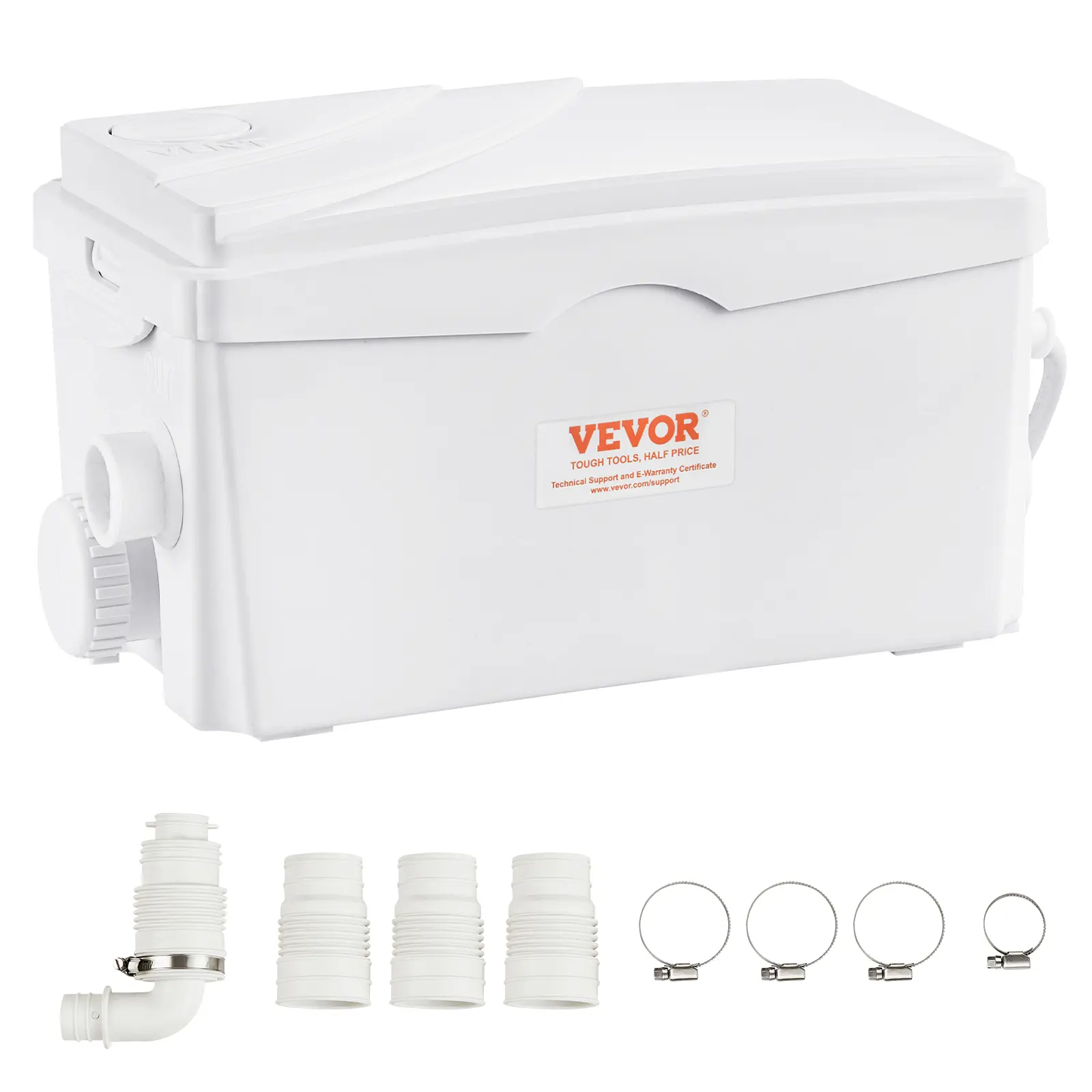 VEVOR Anti-Clogging Drainage Macerator Pump, 350W, 6000 L/h Flow Rate, 23 ft/7 m Head Sewerage Sump Pump, 3 Water Inlets, for Basement & Kitchen Waste Water Disposal Upflush Machine