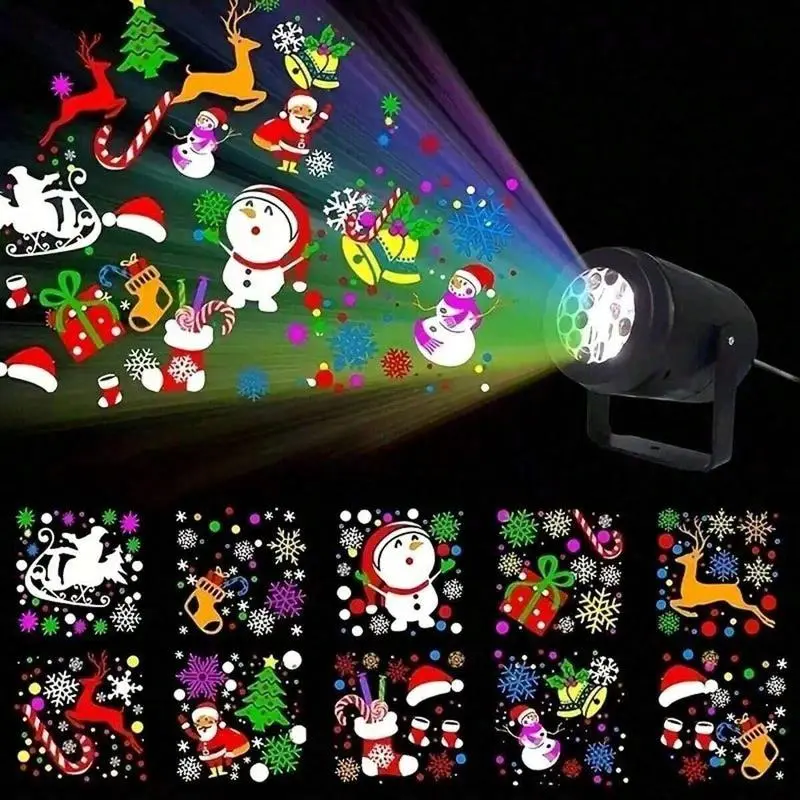 Christmas Projector Light, LED Snowflake Projection Lamp, USB Powered, Indoor Outdoor Holiday Decor, Party Decoration, Xmas Tree Lights