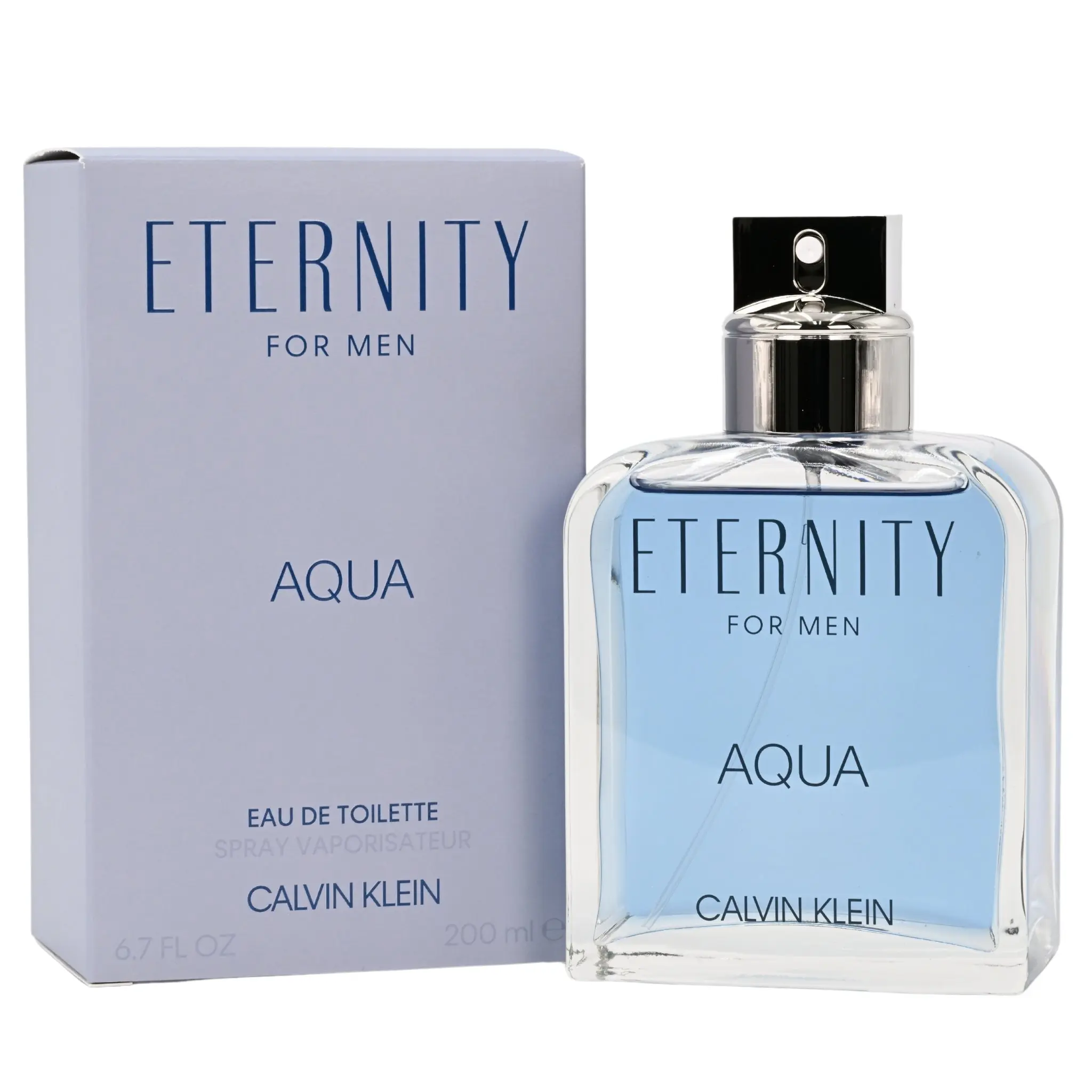 Calvin Klein Eternity Aqua for Men Eau de Toilette Spray - Aromatic Citrusy Fragrance with Citrus & Woods, Cucumber Blend, Fruity, Woody Musk Notes, 6.7 fl oz, Single Item, Aquatic Fragrance, Boxed Bottled Men's Fragrance