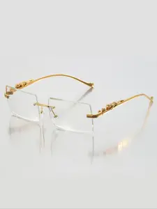 Men's Metal Rectangular Frameless Leopard Leg Decorative Flat Mirror, Fashionable Commuter Daily Wear, College Style, Trendy Casual Frames