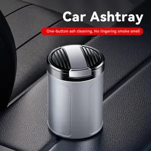Automatic Car Ashtray Set with LED Lights, Detachable Cleaning Brushes, Compact Design, And Easy Installation