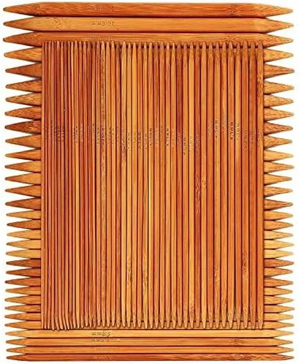 75 Pcs Double Pointed Knitting Needles Set, BetyBedy Carbonized Bamboo Knitting Needles, Knitting Needle for Handmade Creative DIY - 8'' Length 15 Sizes (2.0mm -10.0mm) (5 Needles/Size)