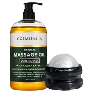 Cosmetasa Sore Muscle Massage Oil with Massage Ball Roller
