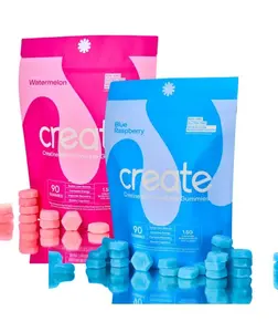 Create Pack of 2 Creatine Monohydrate Gummies for Men & Women Blue Raspberry & Watermelon Flavors 90 Count Each 1.5g Creatine per Serving Boost Focus Strength Muscle Building & Recovery Natural Fitness Dietary Supplement