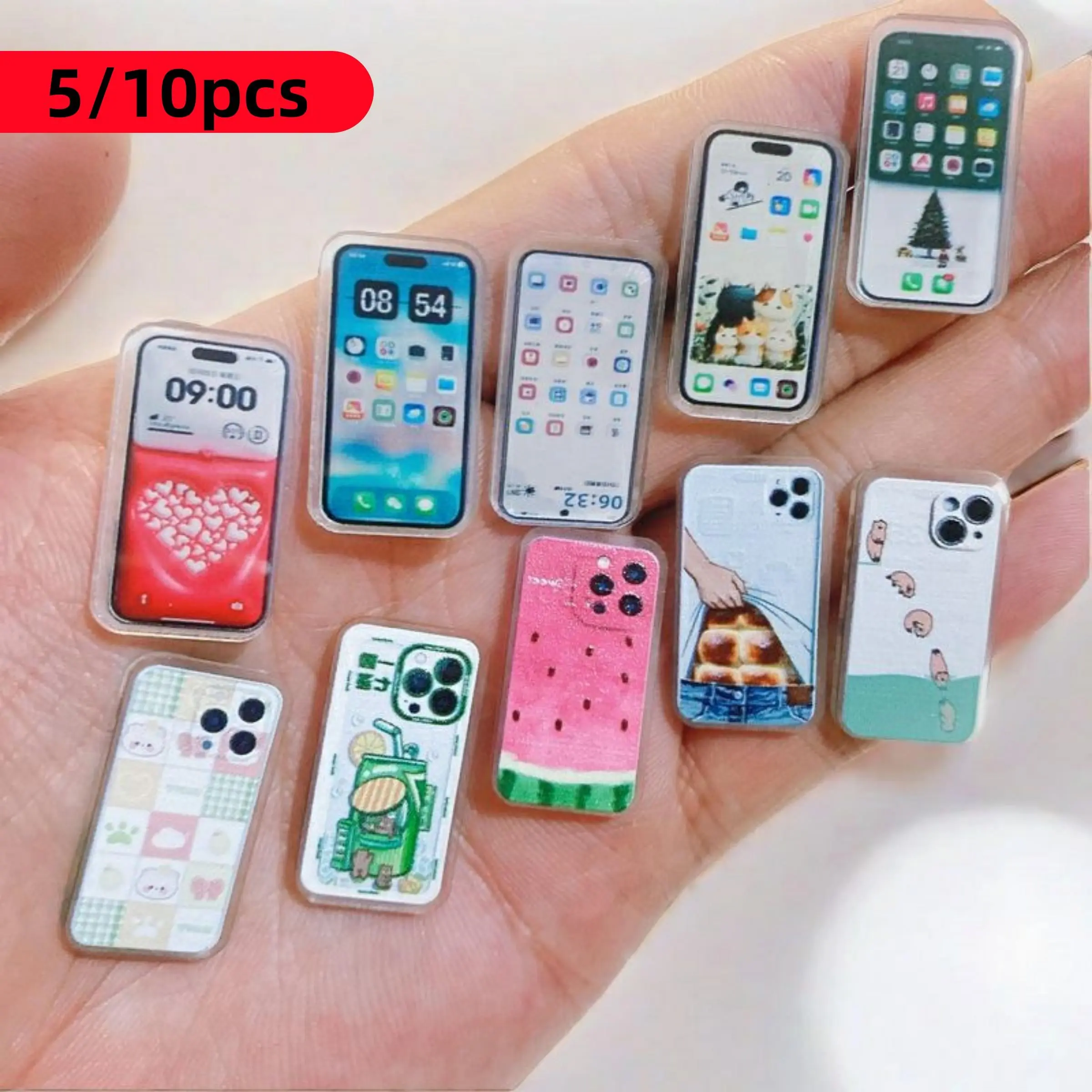 Mini Acrylic Mobile Smartphone Display Props, Versatile Display, Lightweight Portable Set of 5-10 Pieces, Ideal for Dollhouse Miniature Decor & Model Store Window Displays