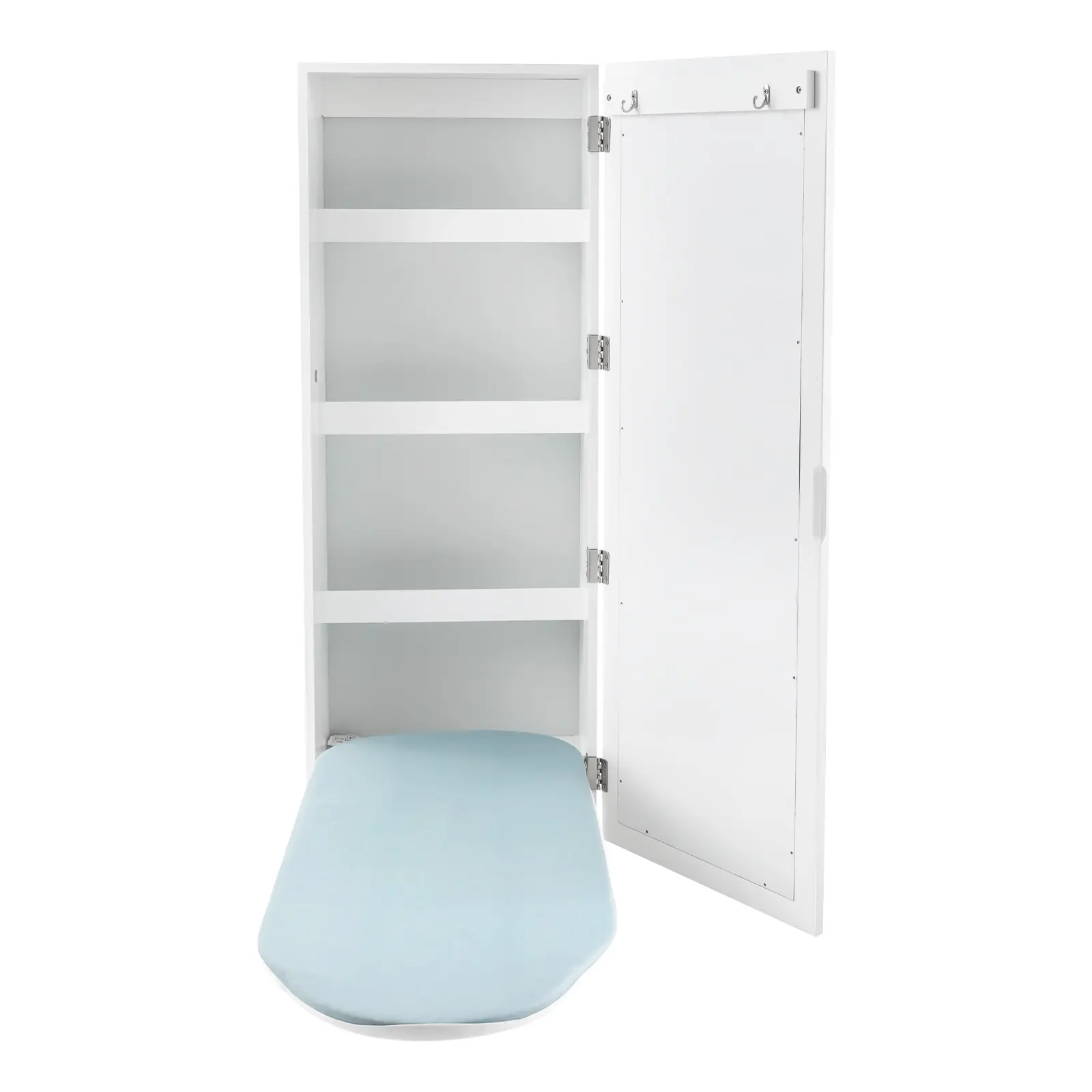 Fold Down Wall Mount Ironing Board Cabinet with Storage for Laundry Room Apartment Dorm RV Closet Organization