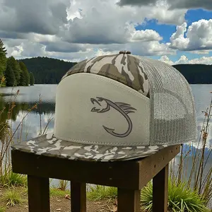Richardson Fish Hook - Embroidered Trucker Hat - Adjustable Snap Closure - Breathable Mesh Back - Ideal for Fishing Enthusiasts