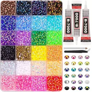 DIY Diamond Bedazzling Glitter Kit with 3mm Mixed Resin Rhinestones & B7000 Glue, Perfect for DIY Crafts, Clothing, Nail Art Supplies & Glitter Decorative Nails