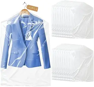 40-Pack Modern Eco-Friendly Plastic Garment Bags - 60x90cm Hanging Clothes Storage Dust Covers for Dry Cleaning (Home Care Supplies)