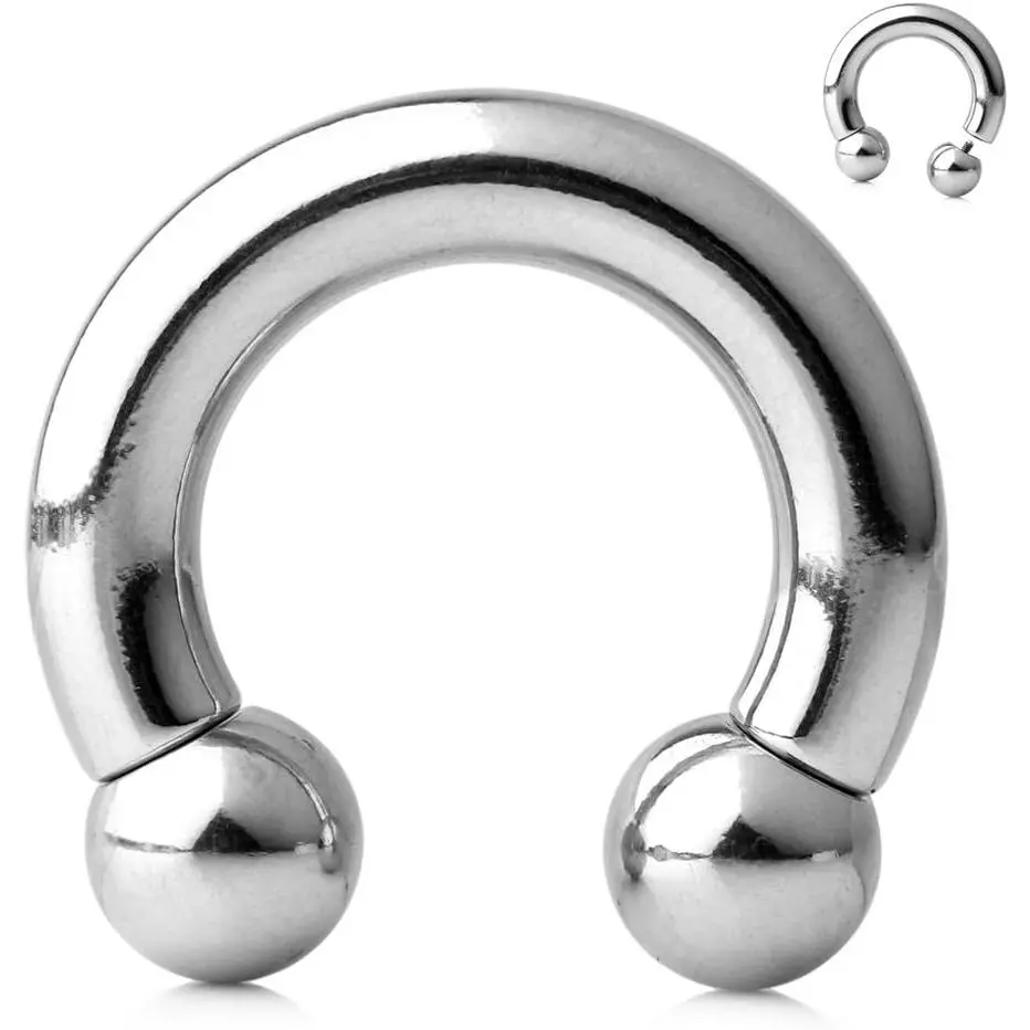 316L Surgical Steel Circular Internally Threaded Barbell Horseshoe 2G 4G 6G 8G 0G 00G