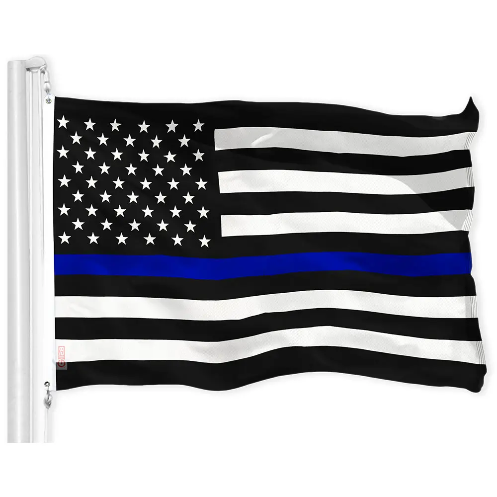 Thin Blue Line Flag 150D Printed Polyester 3x5 Ft