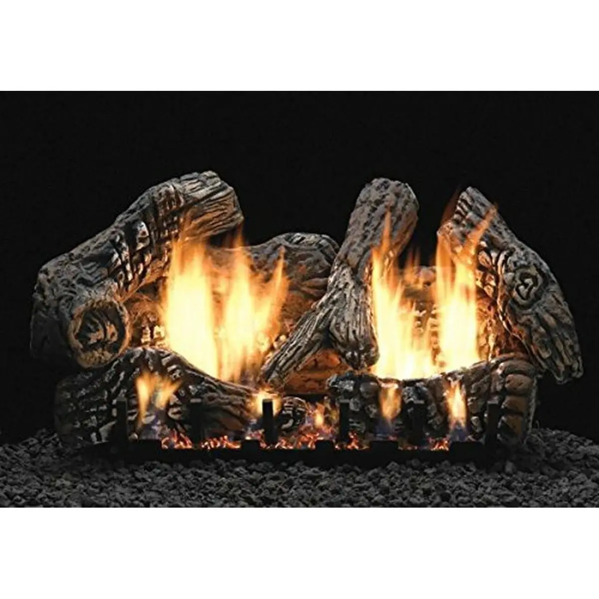 6-Piece Painted Super Charred Oak Ceramic Fiber Vent-Free Natural Gas Log Set, 18 in., Home Improvement Fireplace Accessory for Home Design & Glow in Fireplace
