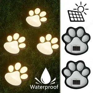 Solar Lawn Light LED Simulation Footprint Dog Paw Floor Plug Light Outdoor Rainproof Courtyard Garden Decorative Buried Light Solar Pathway Lamp Garden Glow Light Patio Lighting