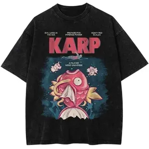 Jaws x Magikarp Shirt, Poke Shirt, Anime Shirt, Vintage Graphic Tee Unisex Size S- 3XL, Menswear Top, Womenswear Top, Casual Cotton Crewneck Short Sleeve Streetwear