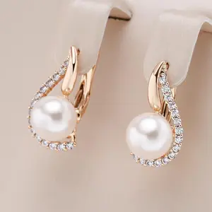 Unique Earrings Artificial Pearl Decor Clip Earrings for Women & Girls Elegant Stackable Hoop Earrings for Daily Date Wear, Birthday Anniversary Valentine's Day gift