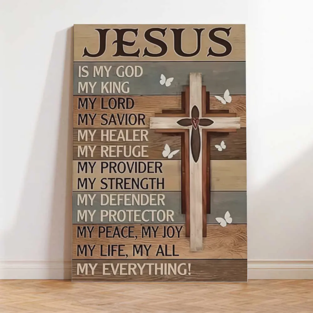 Jesus Is My God, My King, All That I am - Vintage Religious Poster for Wall Decor for Home, Church, Prayer Room, Office, Christian Gifts for Women and Men, Wall Art