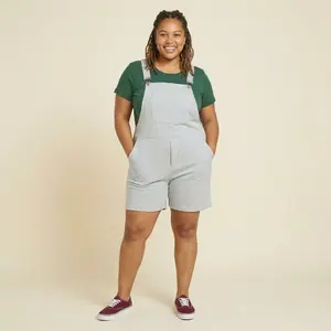 Light Heather Grey Swovie Shorts - Unisex   Overalls with Six Pockets & Adjustable Straps for All Seasons