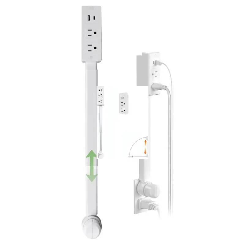 Swivel Wall-Mount Outlet – 2 AC Ports/USB Ports (34-inch Wall-Mountable Extension Cord) Space-saving power solution for your home and office