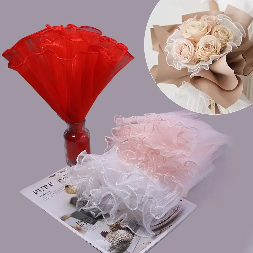 3.6M/Roll Flower Wrapping Paper Wave Yarn Flower Packaging Lace Mesh Florist Handmade Bouquet Gift Wedding Packaging Decoration