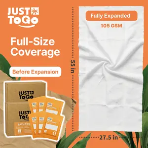 JustToGo Disposable Compressed Bath Towels(6/3 Pack)Large 55 x 27.5 in, Ultra Soft Thick Absorbent Non-Woven Towels, Individually Wrapped for Camping, Gym, Hiking,Travel Essentials, Lightweight, Anti-Bacterial, Breathable