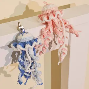 Handmade Crochet Jellyfish Keychain: Amigurumi Plush Bag Charm, gift for jellyfish lover, Ocean gift for friends