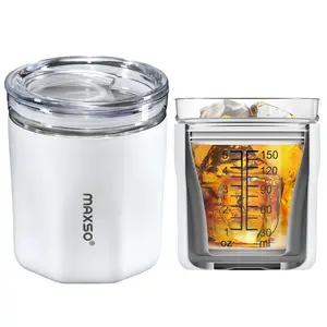 MAXSO Insulated Coffee Cup with Glass Insert & Sip Lid – 8.8 oz Vacuum Stainless Steel Drinkware Mug, Reusable Beverage Wine Tumbler & Tea Cup & Water Bottle