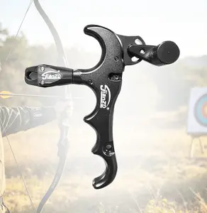 jianZD Ergonomic Aluminium 360° Rotatable 4-Finger Thumb Bow Release for Compound Bow - Automatic Jaw Closure, Adjustable Sensitivity, Precision Trigger - Hunting & Field Conditions Use - 4 finger-360-red/Pure Black Gear Outdoor