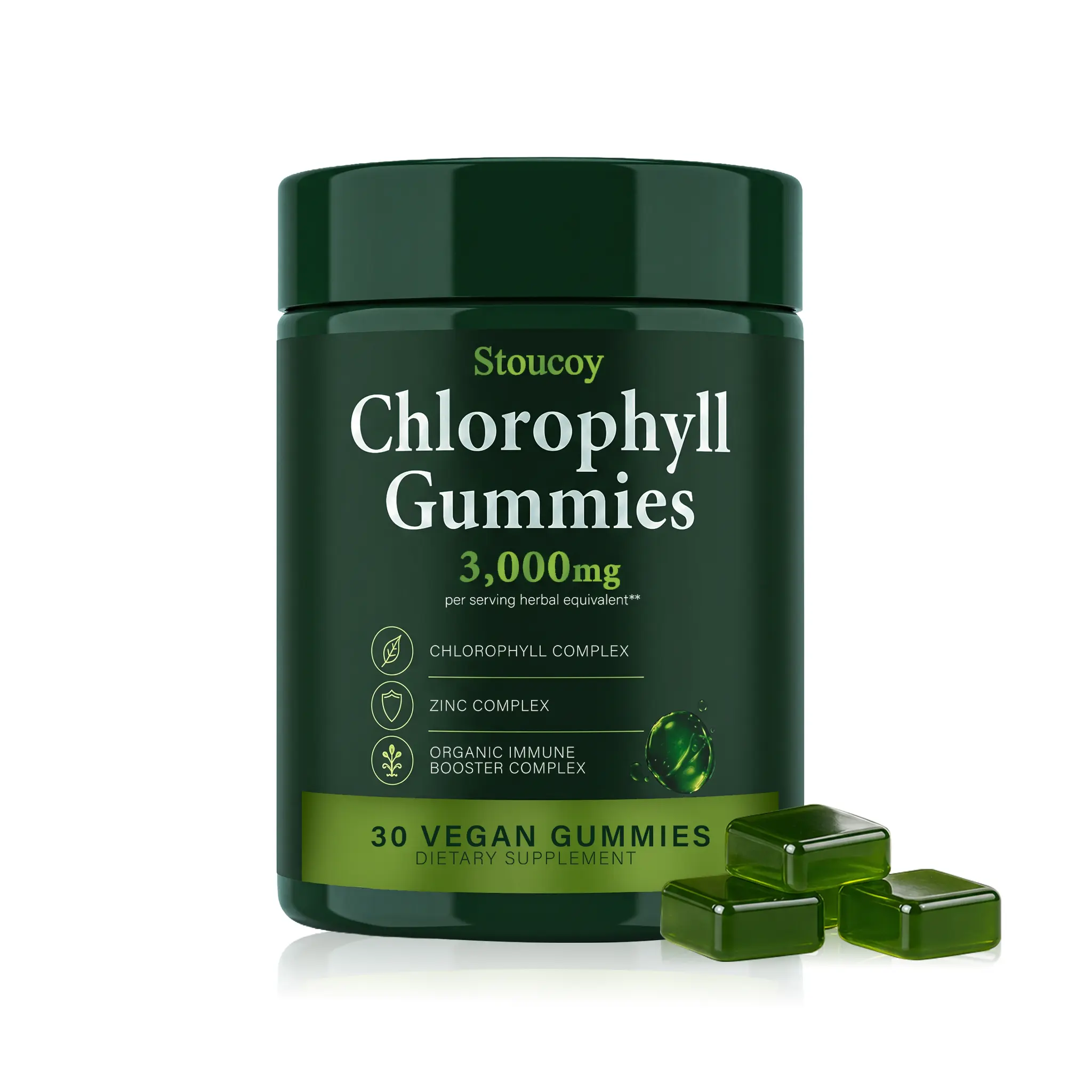 Stoucoy Chlorophyll Dietary Supplement Gummies - 30 Count, for Body Odor Relief, Body Freshness, Internal Cleanse & Skin Support
