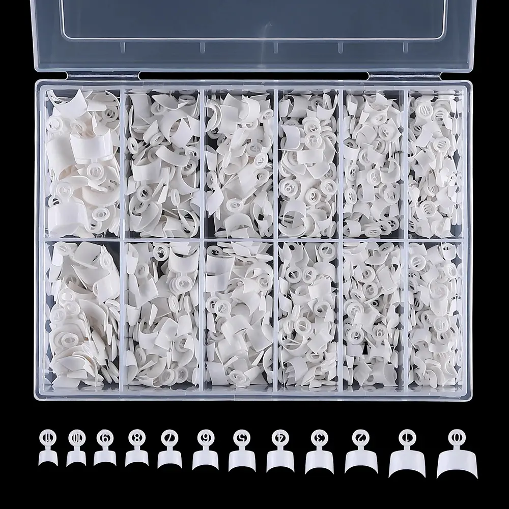 600PCS White French Short Square Half Cover Acrylic Press-on Nails Set, Nail Art Supply for Salon Home DIY Easy Use, Fake Extensions with Storage Box (Multiple Sets Available)