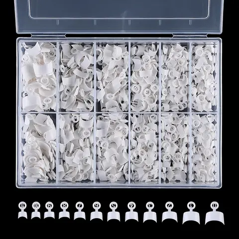 600PCS White French Short Square Half Cover Acrylic Press-on Nails Set, Easy-to-Apply Nail Art Supply with Storage Box for DIY Enthusiasts (Multiple Sets Available)
