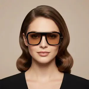 iKeely Oversized Square Sunglasses for Women and Men - Black Frame Gold Temple UV400 Protection Retro Fashion Shades