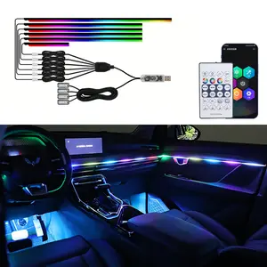 Magic Color Atmosphere Light, Car Acrylic LED Strip, Dashboard Center Console, Foot Illumination, 10-In-1, USB Powered, APP Remote Control