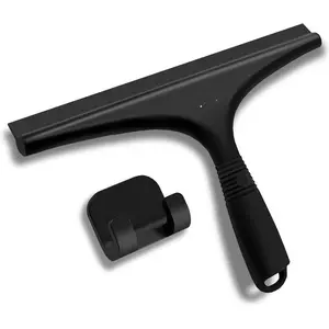 All-Purpose Shower Squeegee for Glass Doors, Silicone Squeegee for Bathroom, Shower Doors, Mirrors, Tiles, 10 inch, Black