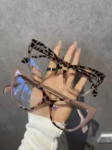 Vintage Ombre Leopard Pattern Eyeglasses for Everyday Use, Cat Eye Frame Fashion Eyeglasses for Women & Men, Fashion Eyeglasses for Work, Student Daily Used