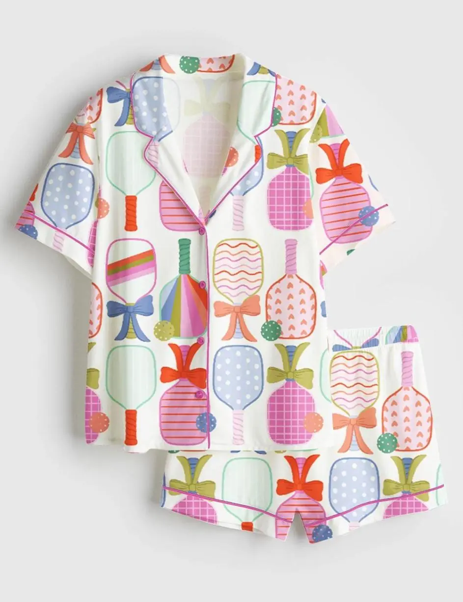 Pickleball Pajamas Women Racket Print Sport Lounge Set Gift For Her, Full Color Range, Find Your Perfect Shade, Trendy Outfits, Stay Ahead of the Game