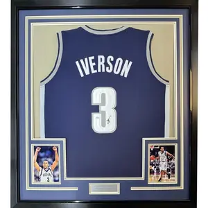 No Framed  Allen Iverson  Georgetown Blue Basketball Jersey Poster Home Decor Gift Wall
